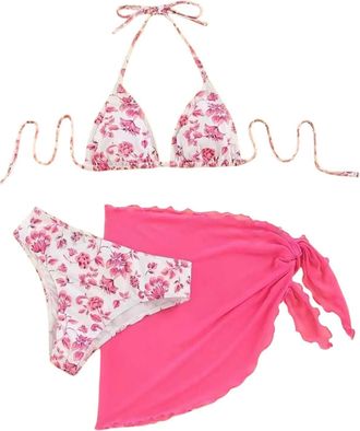 Generic Womens Bikini Set, Triangle Bikini Top and High Waist Bottoms Womens Sports Training Swimsuit Padded Two Piece Tummy Control Swimwear Swimming Costume