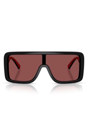 Dolce & Gabbana 134mm Rectangular Shield Sunglasses in Black /Dark Violet at Nordstrom