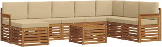 vidaXL Conjunto De Sof&aacute;s De Exterior 9 Uds. Natural Y Beige Vidaxl
