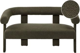 Beliani 2 Seater Sofa Green Boucle Upholstery Retro Design Upholstered Legs Living Room ILBRO