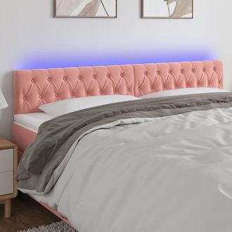 vidaXL Cabecero Con Led De Terciopelo Rosa 200x7x78/88 Cm Vidaxl