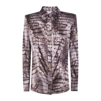 Elisabetta Franchi Camisa de Manga Larga Estampada - Blouses & Shirts - Mujer - Marr&oacute;n - M