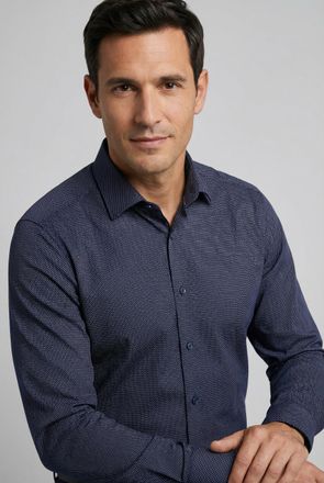 Olymp Businesshemd OLYMP Level Five body fit, Herren, Gr. 37, N-Gr, blau (nachtblau), Web, Obermaterial: 97% Baumwolle, 3% Elastolefin, 2-Knopf-Manschette, 