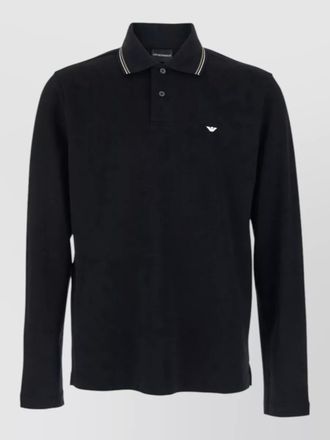 Emporio Armani long sleeve polo shirt logo collar