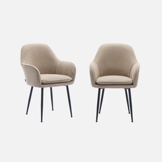 Sweeek Sill&oacute;n De Pana Con Patas De Metal Negro Mate, Set De 2