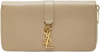 Saint Laurent Pre-owned Wallets, female, Beige, Size: ONE SIZE Pre-owned Leather Wallet