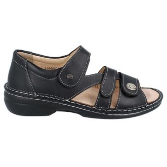 Finn Comfort Biella-S Leather Womens Hook and Loop Sandals - Black - Size:UK 5.5