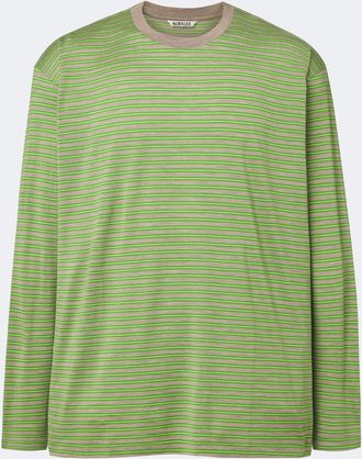 Auralee Camiseta de lana a rayas
