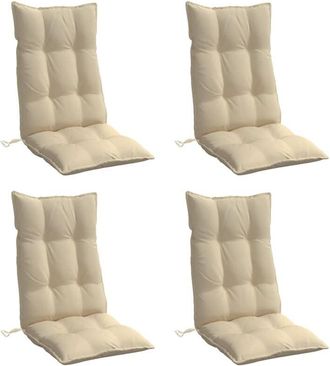 vidaXL Cojines De Silla Con Respaldo Alto 4 Uds Tela Oxford Beige Vidaxl