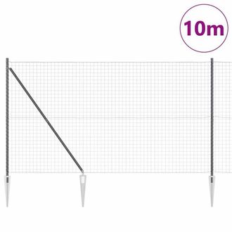 Berkfield Home Modern Euro Fence with 7 Spike Posts 1.6x10 m Galvanised Steel Grey in Silver