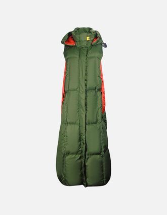 Parajumpers Womens Parajumpers Lory Green Long Hooded Vest Down Jacket - Tan - Size: 10/8