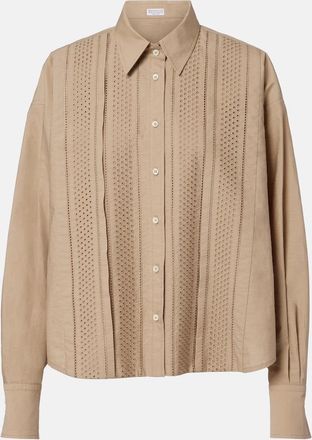 Brunello Cucinelli Embroidered cotton-blend shirt