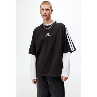 H&M Oversized Cotton T-shirt in Black/lotto at Nordstrom, Size Xx-Large