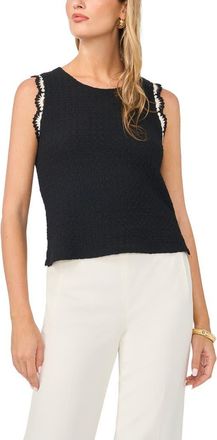 Vince Camuto Scallop Tweed Sleeveless Top in Rich Black at Nordstrom, Size Xx-Large