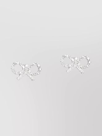 Self Portrait crystal-embellished bow earrings