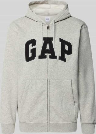 GAP Sweatjacke mit Logo und K&auml;nguru-Tasche in Hellgrau Melange, Gr&ouml;&szlig;e XXL