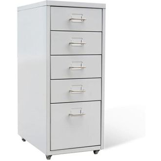 vidaXL Schedario con 5 Cassetti Grigio 68,5 cm in Acciaio vidaXL