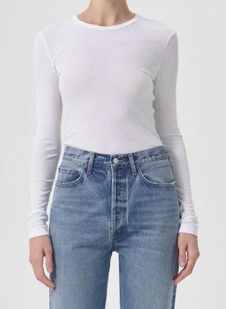 A Gold E Shona Long Sleeve Tee Top In White