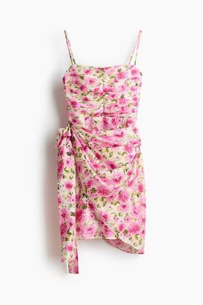 H&M Tie-skirt Strappy Dress in Light Beige/floral at Nordstrom, Size X-Small