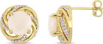 Mimi & Max 2 3/4 CT TGW Opal White Topaz Interlaced Swirl Halo Stud Earrings in Yellow Plated Sterling Silver