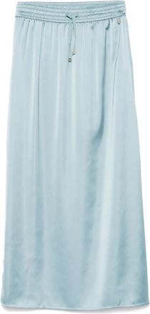 Herno Satijnen Rok met Trekkoord - Dames - Maxi Rokken - Blauw - S - Satijn - Rokken