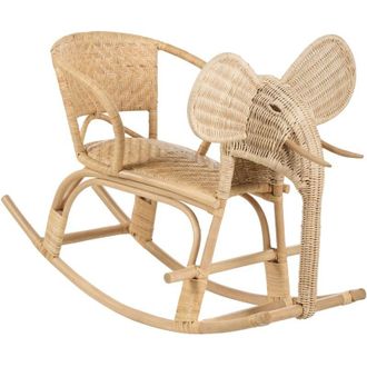 Beliani Sedia a dondolo da giardino per bambini in rattan a forma di elefante per cortile naturale Ampollino