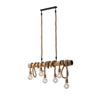 Netlighting Rope Design Bar Pendant Wood E27 in Brown