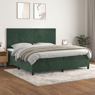 vidaXL Vidaxl - Cama Box Spring Con Colch&oacute;n Terciopelo Verde Oscuro 200x200 Cm