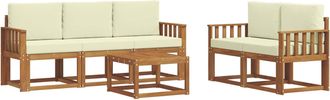 vidaXL Vidaxl Conjunto De Sof&aacute;s De Exterior 6 Uds. Natural Y Crema