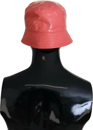 Dolce & Gabbana Womens Quilted Faux Leather Bucket Hat Coral Polyester