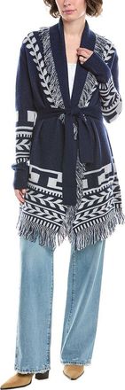 Raffi Intarsia Fringe Wool & Cashmere-Blend Cardigan