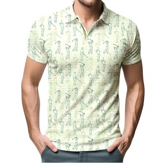 Generic Mens Quick Dry Fit Golf Shirts Print Performance Breathable, Sweat-Absorbing Short Sleeve Polo Shirt Mens Polo Shirt Stylish Colourful Checked Printed