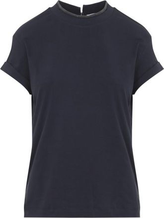 Brunello Cucinelli Navy Blue Cotton T-shirt