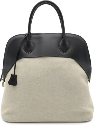 Herm&egrave;s Black Natural Leather Boston Bag Tote Bag (Pre-Owned)