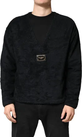 Dolce & Gabbana Black Cotton V-Neck Men Sweatshirt Sweater Clothing