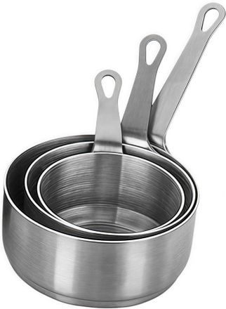 OEM Juego De 3 Mini Sartenes De Acero Inoxidable: Cuenco Apilable Para Condimentos, Taza Para Salsas Y Peque&ntilde;o Recipiente Para Servir, Apto Para Cocinas D