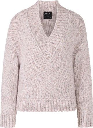 Marc Cain Glinsterende Glitter Gebreide Trui - Dames - V-hals truien - Paars - M - Truien & Vesten