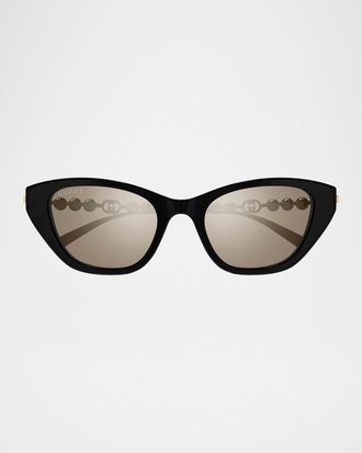Gucci Pearls and Strass 50mm Acetate Cat-Eye Sunglasses