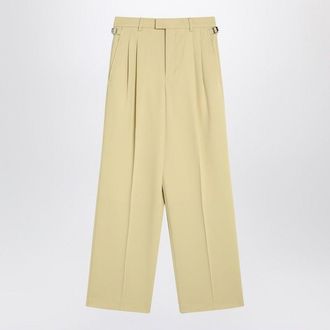 Ami Brede limoenkleurige wollen broek