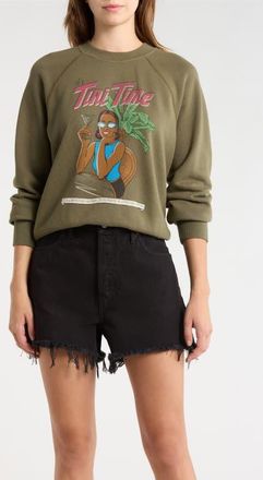 Re/Done Classic Tini Time Crewneck Sweatshirt in Fatigue at Nordstrom, Size X-Small