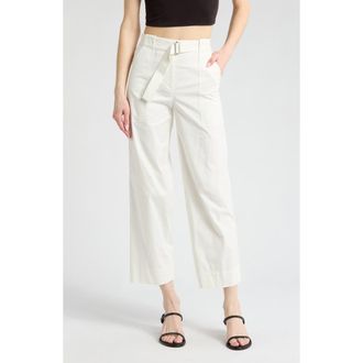 SIMKHAI Jenny Belted Wide Leg Crop Pants in White at Nordstrom Rack, Size 0