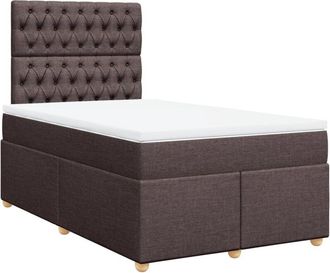 vidaXL Vidaxl - Cama Box Spring Con Colch&oacute;n Tela Marr&oacute;n Oscuro 120x190 Cm