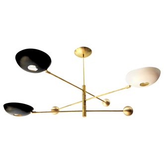 Stilnovo Compact Orbitale Brass Chandelier 3 Rotating Balanced Arms, Low Ceiling Featured