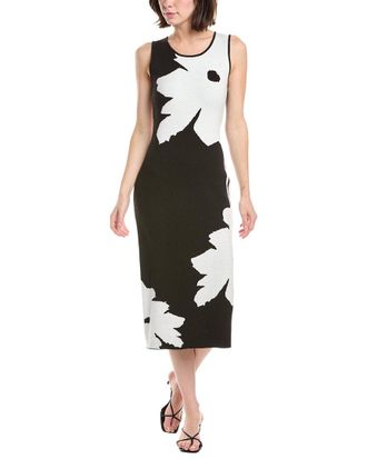 T Tahari Two-Tone Graphic Floral Sweaterdress