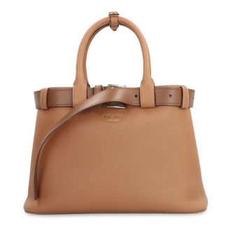 Prada Buckle Small Leather Handbag With Belt - female - Prada - Handbags - Brown - ONE SIZE - Bags
