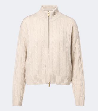Eleventy Cable-knit cashmere zip-up sweater