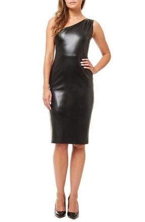 By Design Linette One-Shoulder Faux Leather Cocktail Dress in Black at Nordstrom Rack, Size X-Small