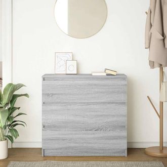 Berkfield Home Sideboard Grey Sonoma 80x35x76 cm Engineered Wood | Size: 80 x 35 x 76 cm