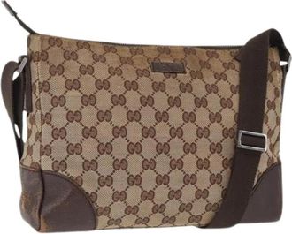 Gucci Pre-owned Vintage GG Canvas Schoudertas - Dames - Vintage Schoudertas - Beige - ONE Size - Leer - Vintage