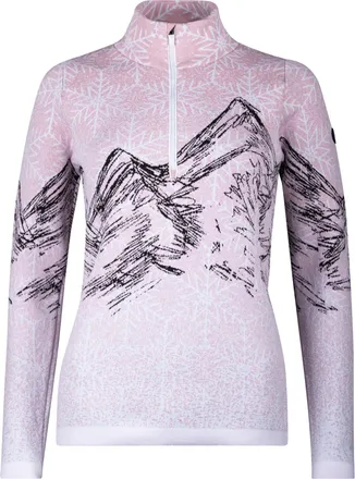 Newland Long Sleeve Half-Zip Top With Snowflake Pattern And Mountain Graphic